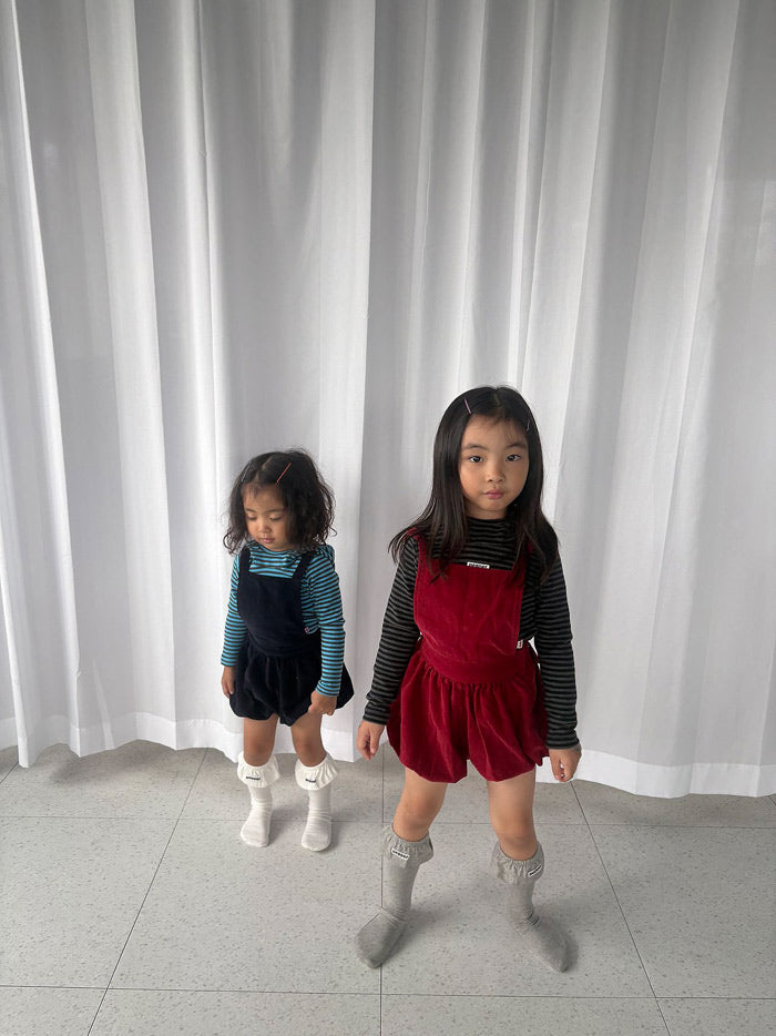Corduroy short suspenders / pepper