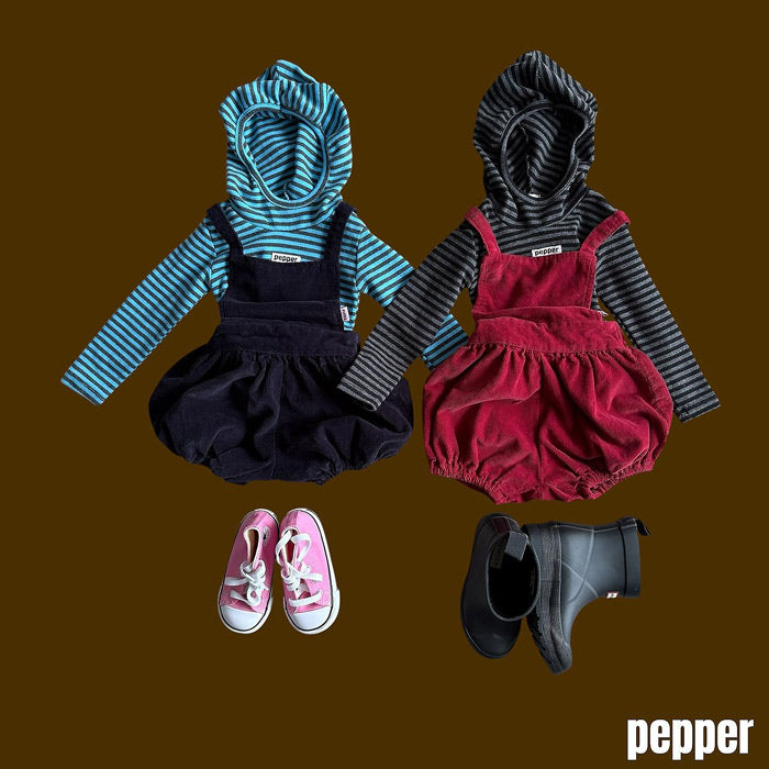 Corduroy short suspenders / pepper