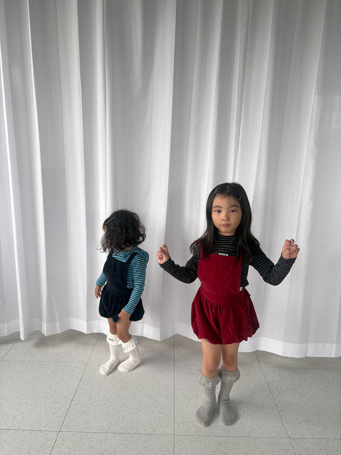 Corduroy short suspenders / pepper