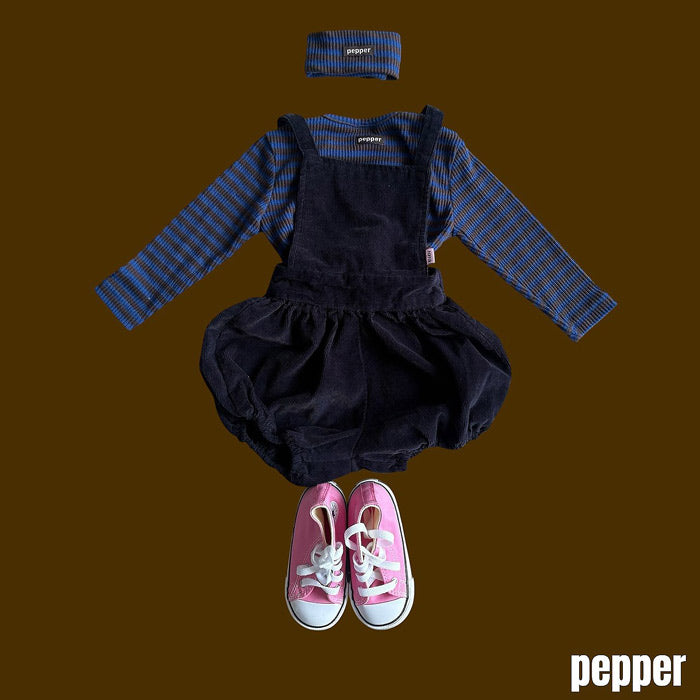 Corduroy short suspenders / pepper