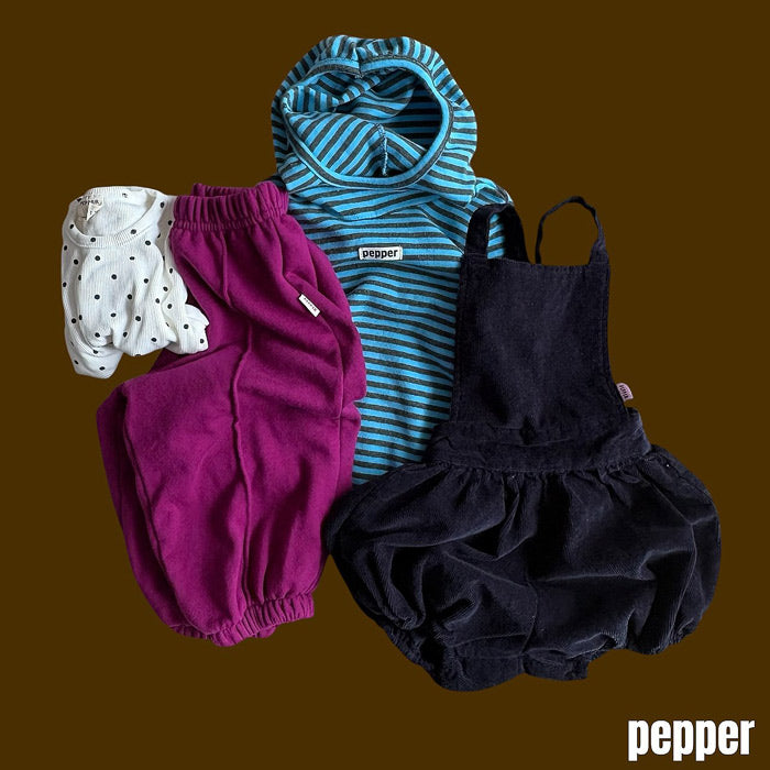 Corduroy short suspenders / pepper