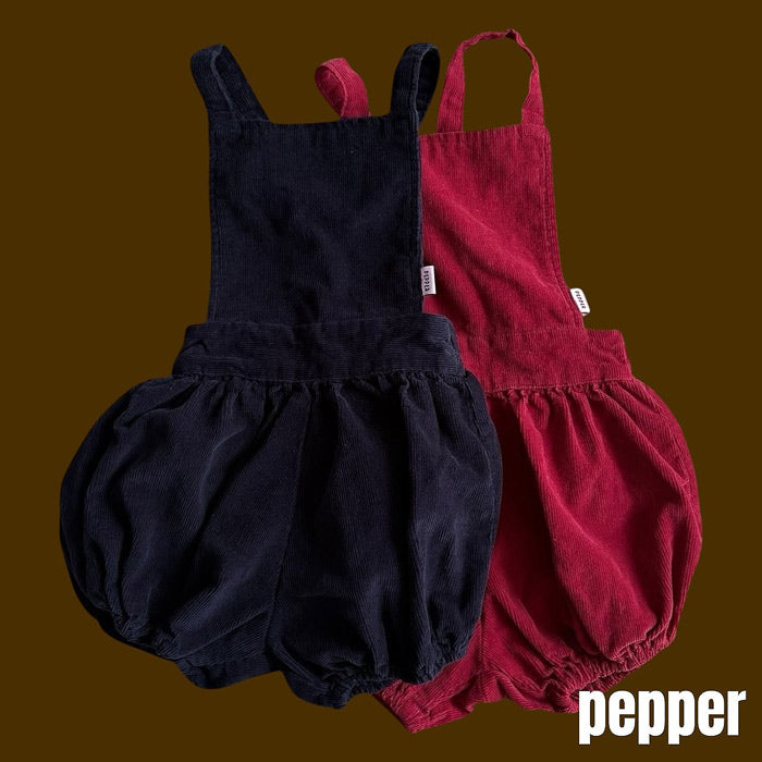 Corduroy short suspenders / pepper