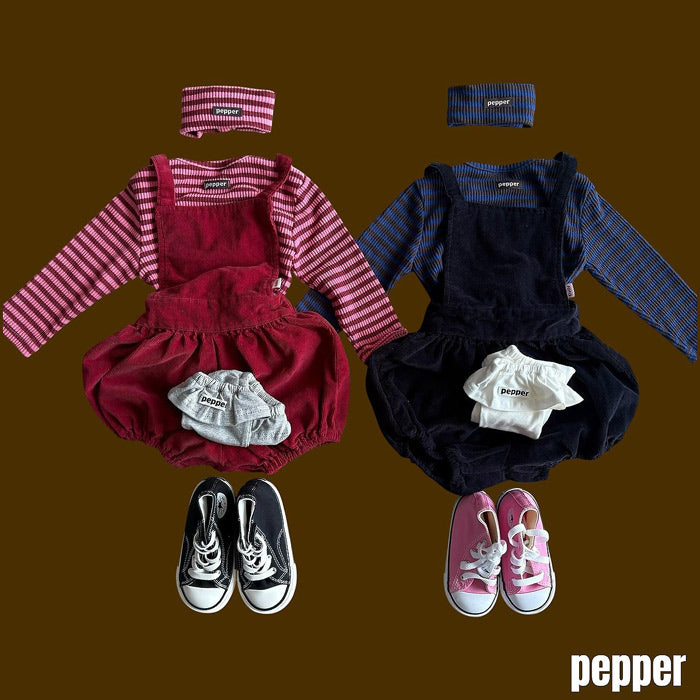 Corduroy short suspenders / pepper