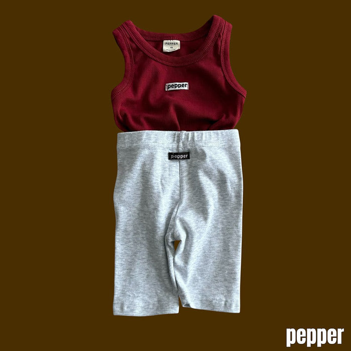 Ribbed layered tank top / pepper