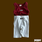 Ribbed layered tank top / pepper
