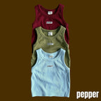 Ribbed layered tank top / pepper